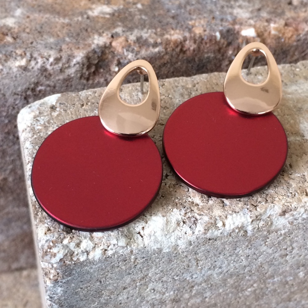 Earrings | 14K Rose  & Deep shade of red